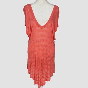 PLEIONE Women Swim Cover Up Dress/Top Size 1X Pink Short Sleeve Vacation 69-11